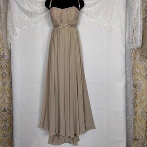 Mori Lee by Madeline Gardner Women's Strapless Latte Tan formal Gown Dress 5/6